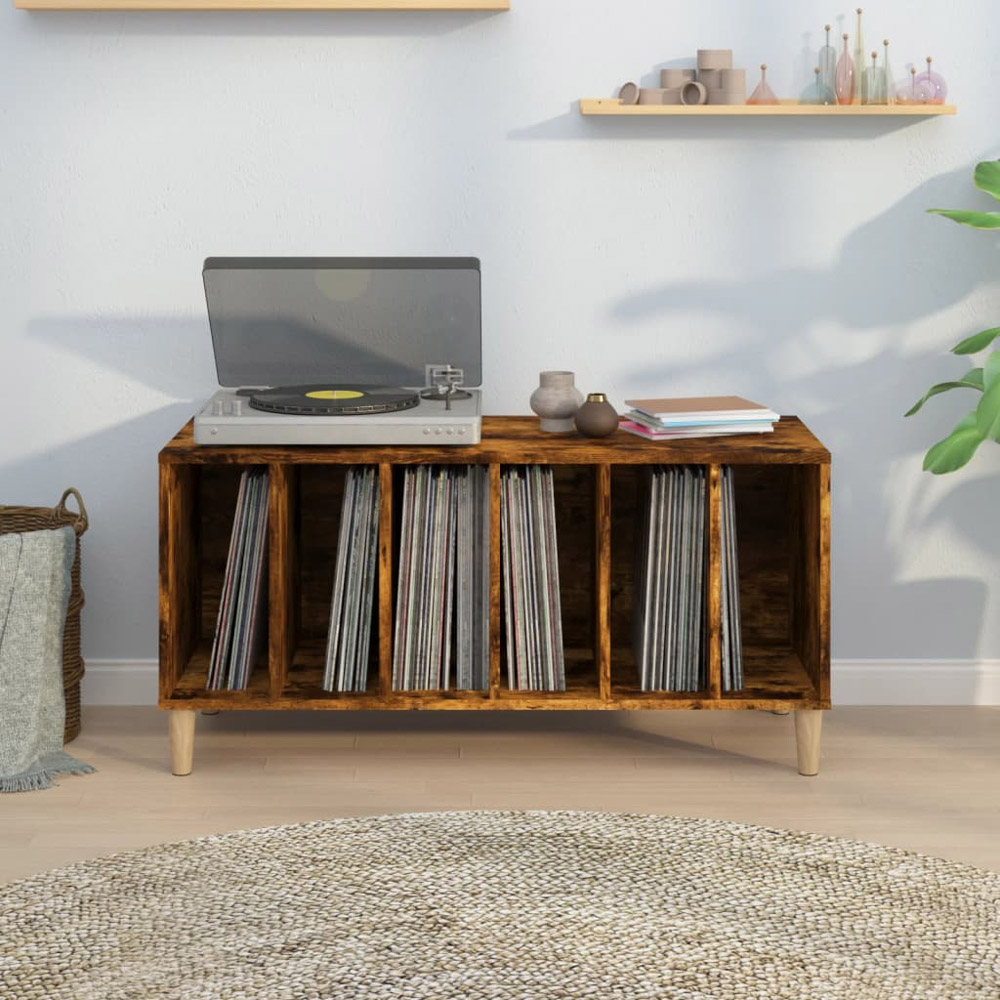 vidaXL 6 Shelf Smoked Oak Record Cabinet Image 7