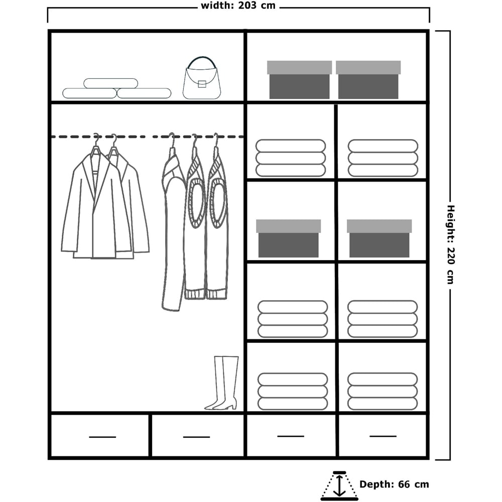 Sliding Wardrobes 4U 2 Sliding Door Black Modern High Gloss Mirrored Wardrobe Image 5