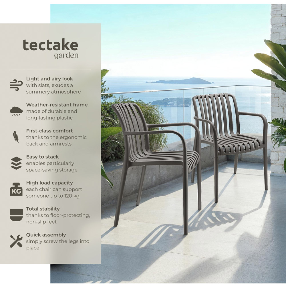 tectake Alcudia Set of 4 Anthracite Garden Chair Image 3