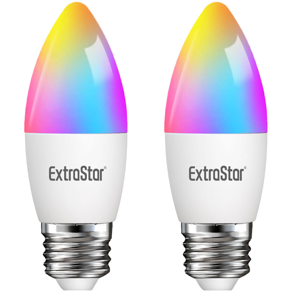 ExtraStar 2 Pack E27 Multicolour 6W WiFi LED Smart Light bulb Image 1