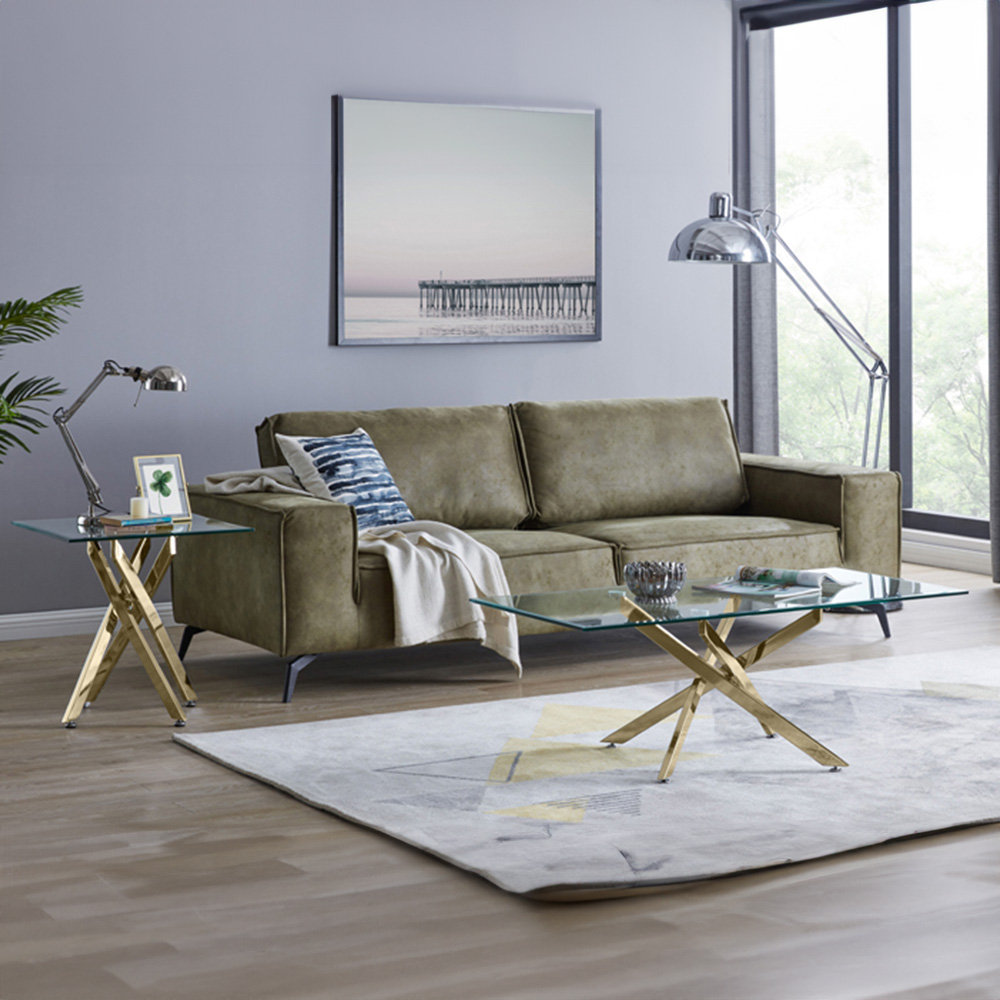 Furniturebox Tavalo Gold Metal and Glass Coffee Table Image 4