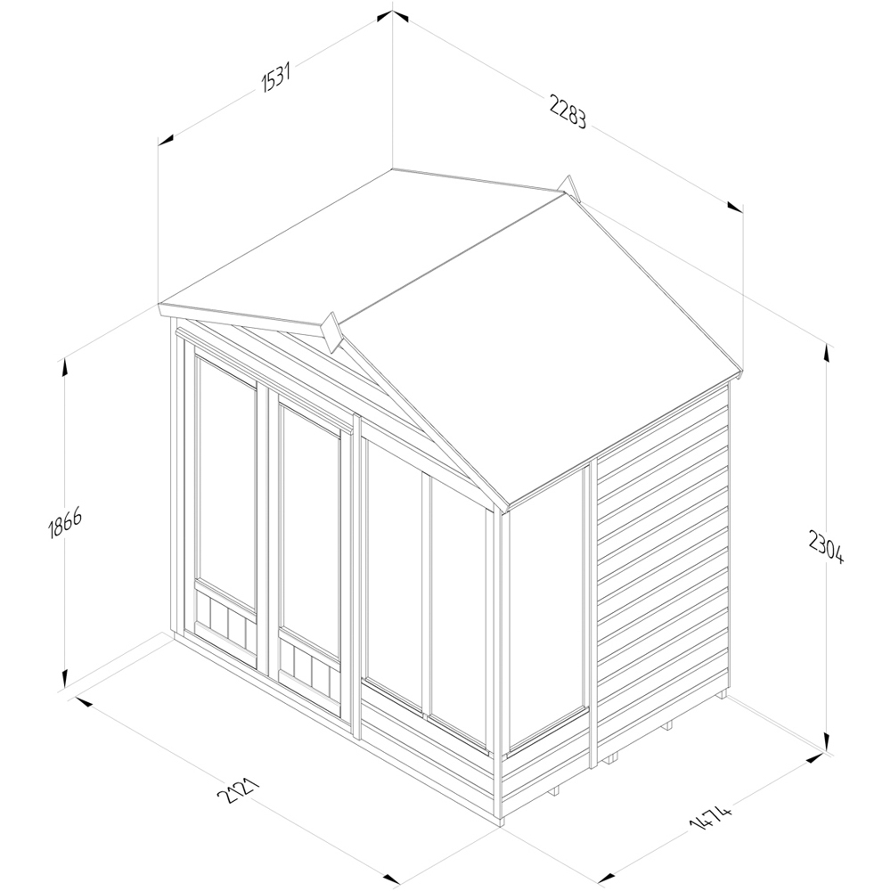 Forest Garden 7 x 5ft Beckwood Double Door 4 Window Apex Summerhouse Image 9