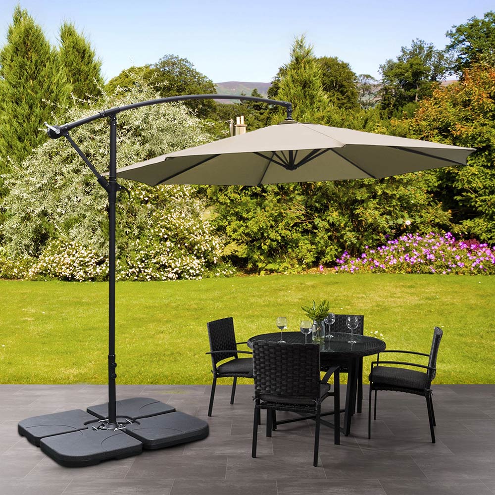 Living and Home Taupe Garden Cantilever Parasol with Square Base 3m Image 2