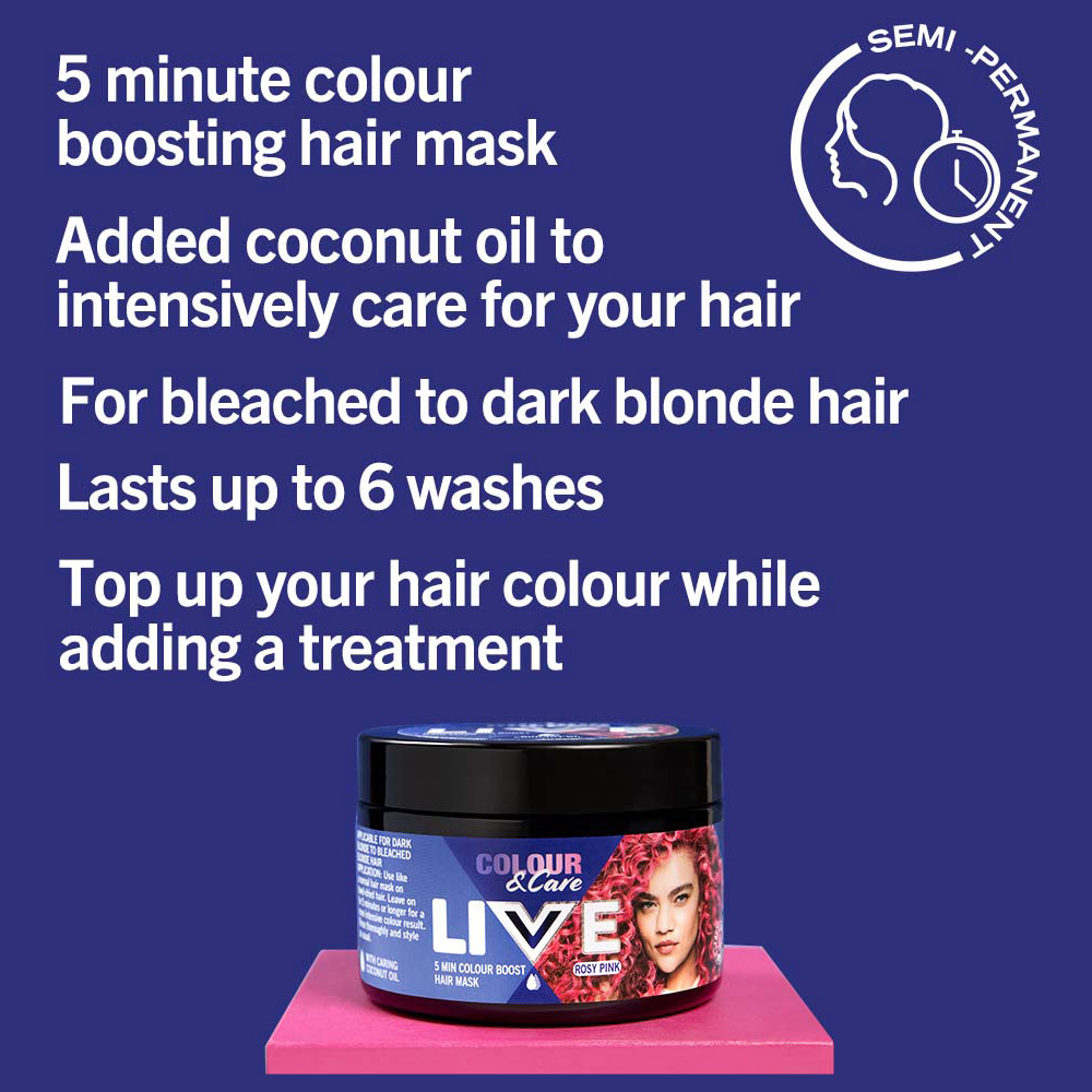 Schwarzkopf LIVE Colour Hair Mask Rosy Pink 150ml Image 4