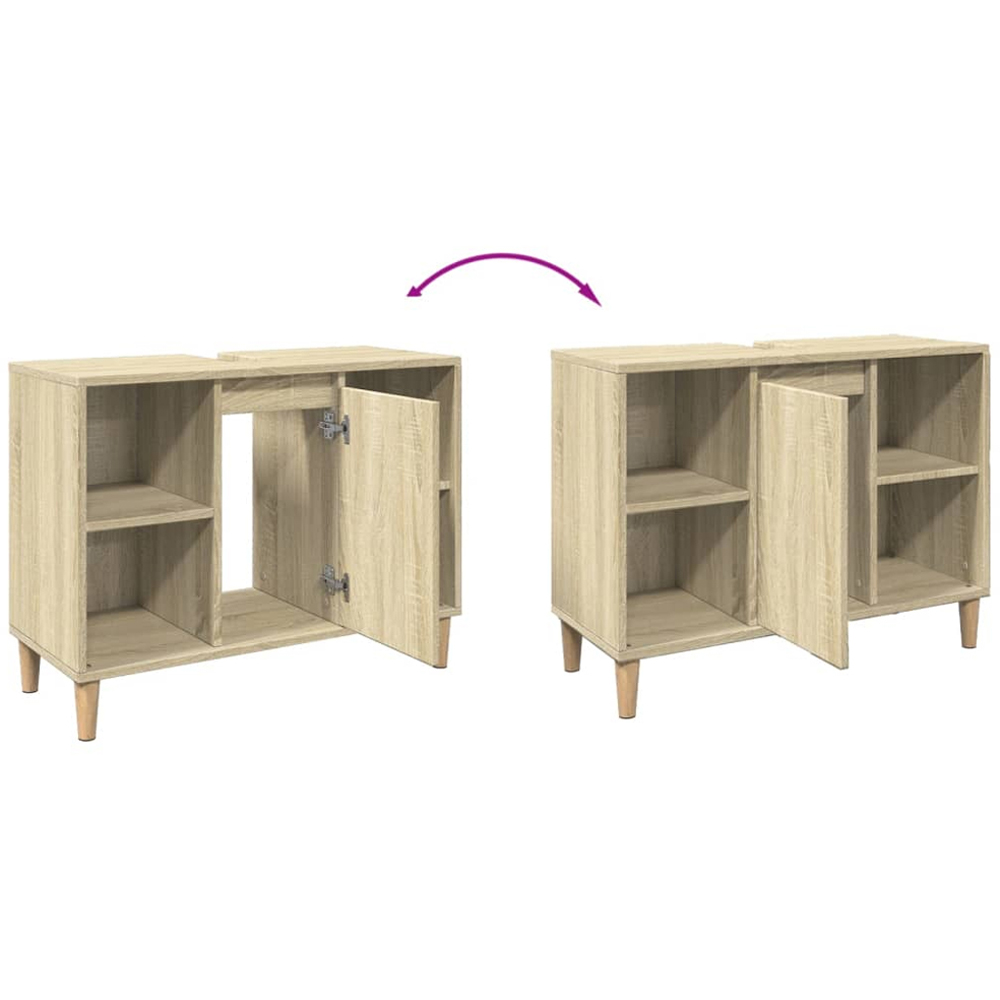 vidaXL Single Door 4 Open Shelf Sonoma Oak Bathroom Sink Cabinet Image 6