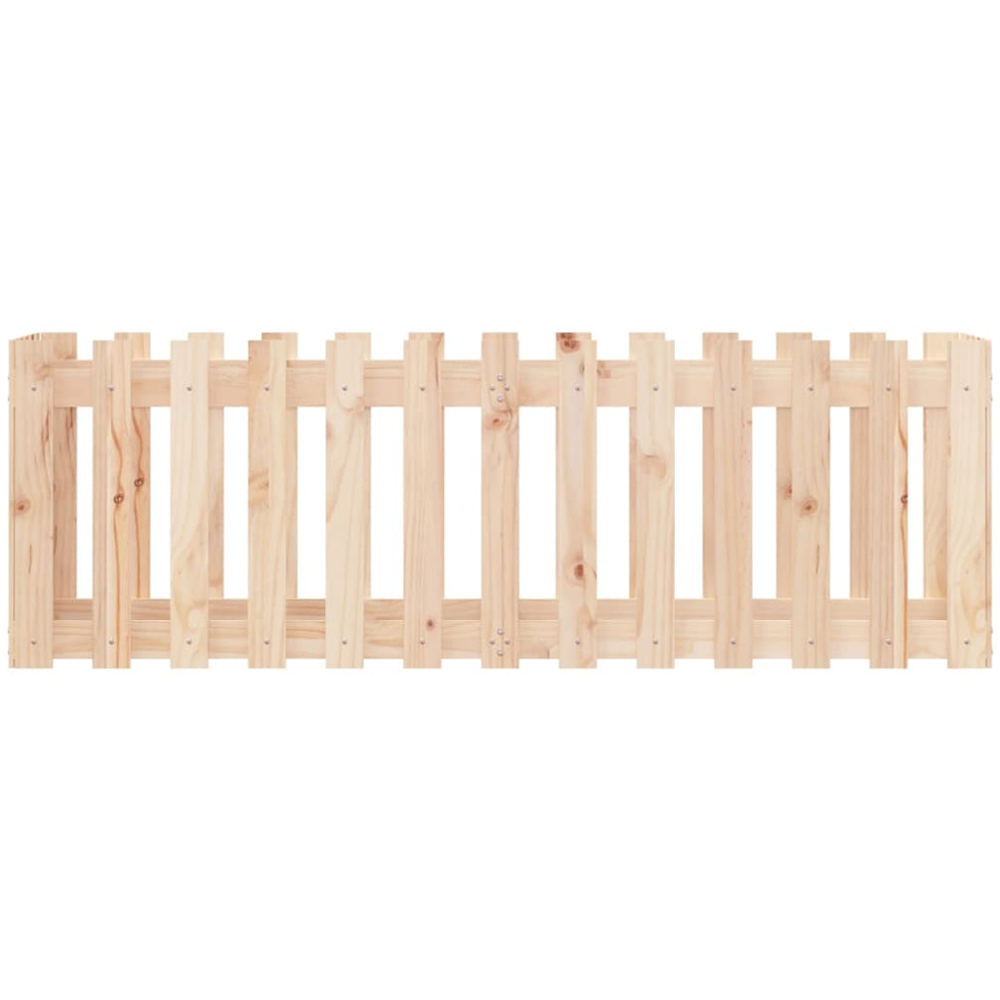 vidaXL Natural Solid Pine Wood Fence Design Raised Garden Bed 150 x 50 x 50cm Image 4
