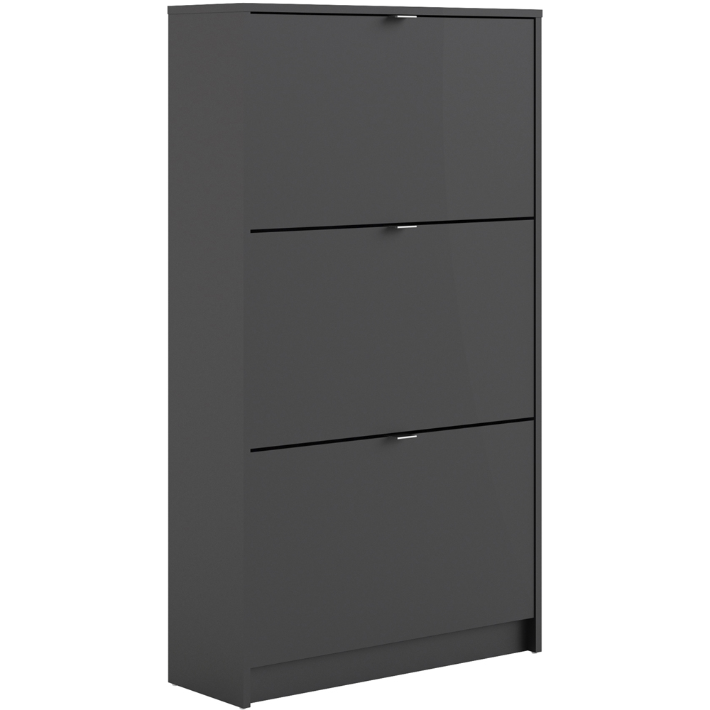 Florence Shoes 3 Flip Door Matt Black Double Layer Shoe Storage Cabinet Image 2