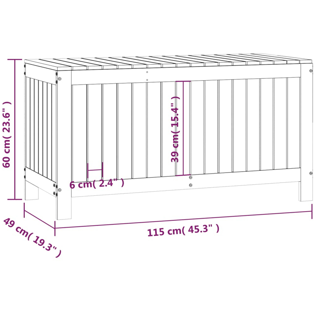vidaXL 60 x 115 x 49cm Brown Pine Wood Garden Storage Box Image 9