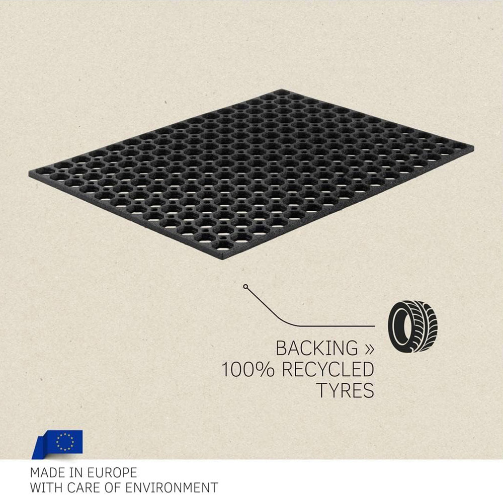 Oseasons Black Honeycomb Outdoor Doormat with Open Back 60 x 40cm Image 4