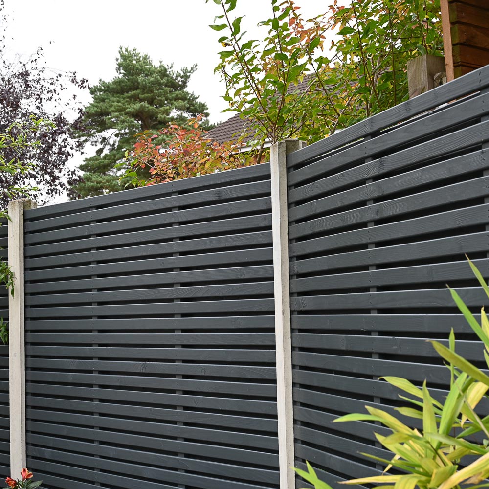 Forest Garden 6 x 6ft Anthracite Grey Contemporary Slatted Fence Panel Image 5