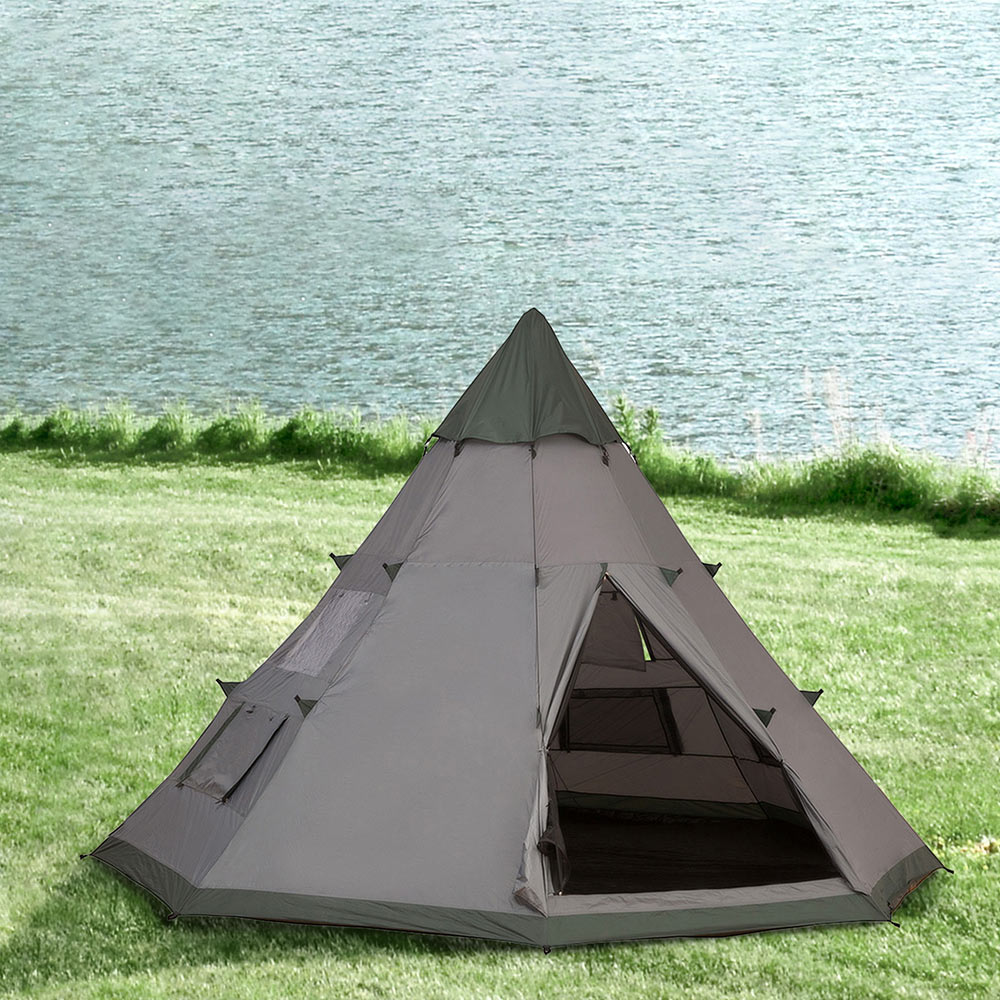 Outsunny 6 Person Tipi Tent Metal Poles Image 6