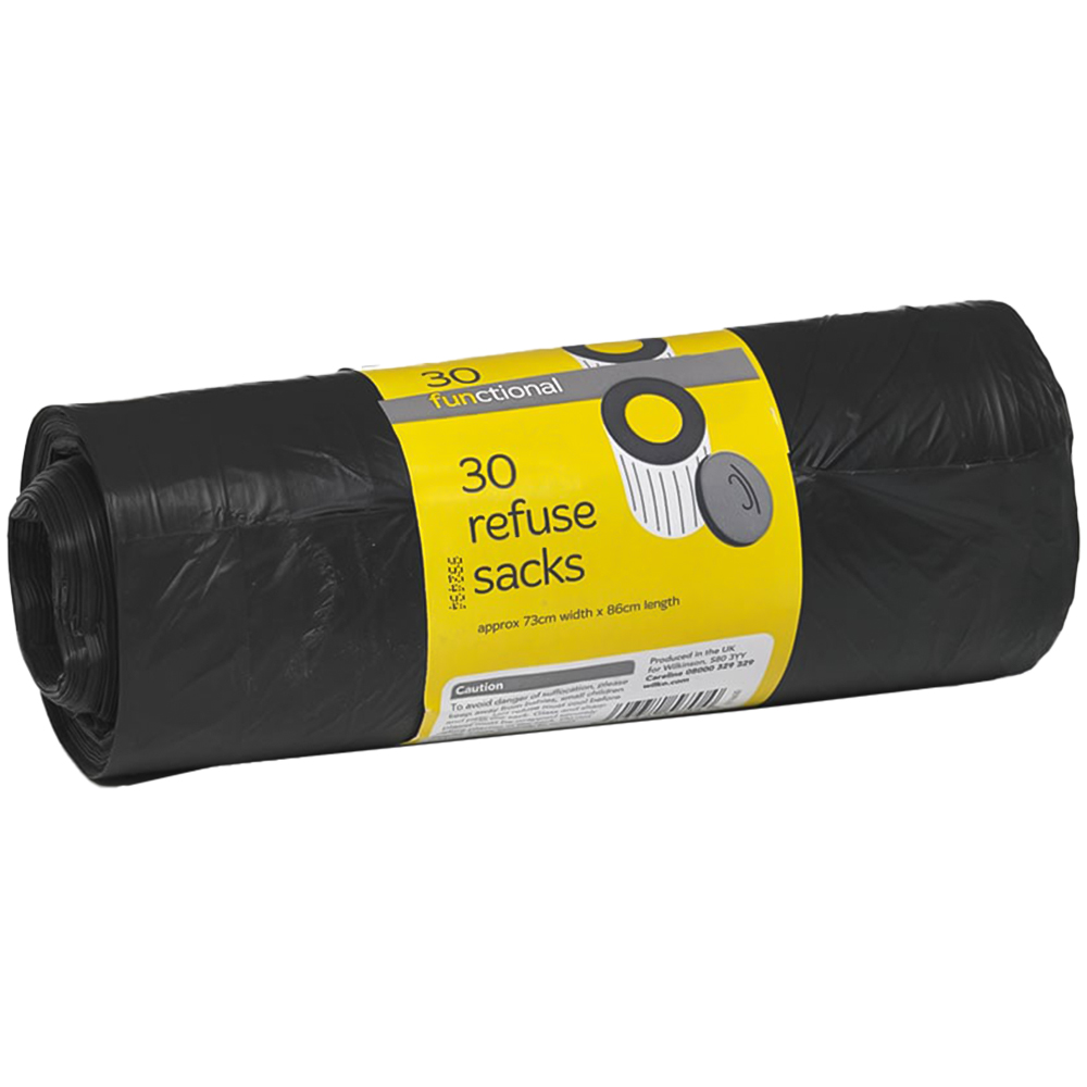 Wilko Functional Refuse Sacks Black Large 30 Pack Image