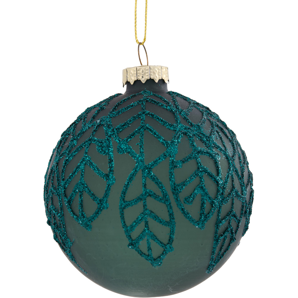 Emerald Glitter Leaf Bauble - Emerald Image 2