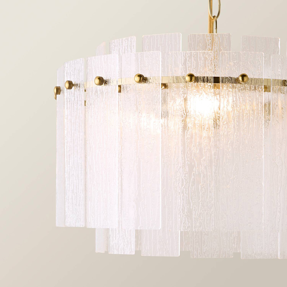 ValueLights Darcy Frosted Textured Shade Brushed Gold Chandelier with Bulb Image 4