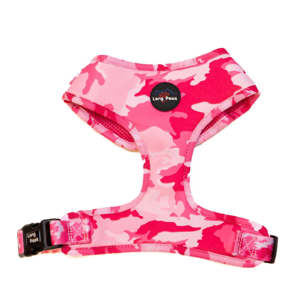 Long Paws Small Pink Camouflage Dog Harness Image 1