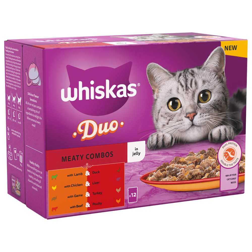 Whiskas Meaty Combo in Jelly Adult Cat Wet Food Pouches 85g Case of 4 x 12 Pack Image 3
