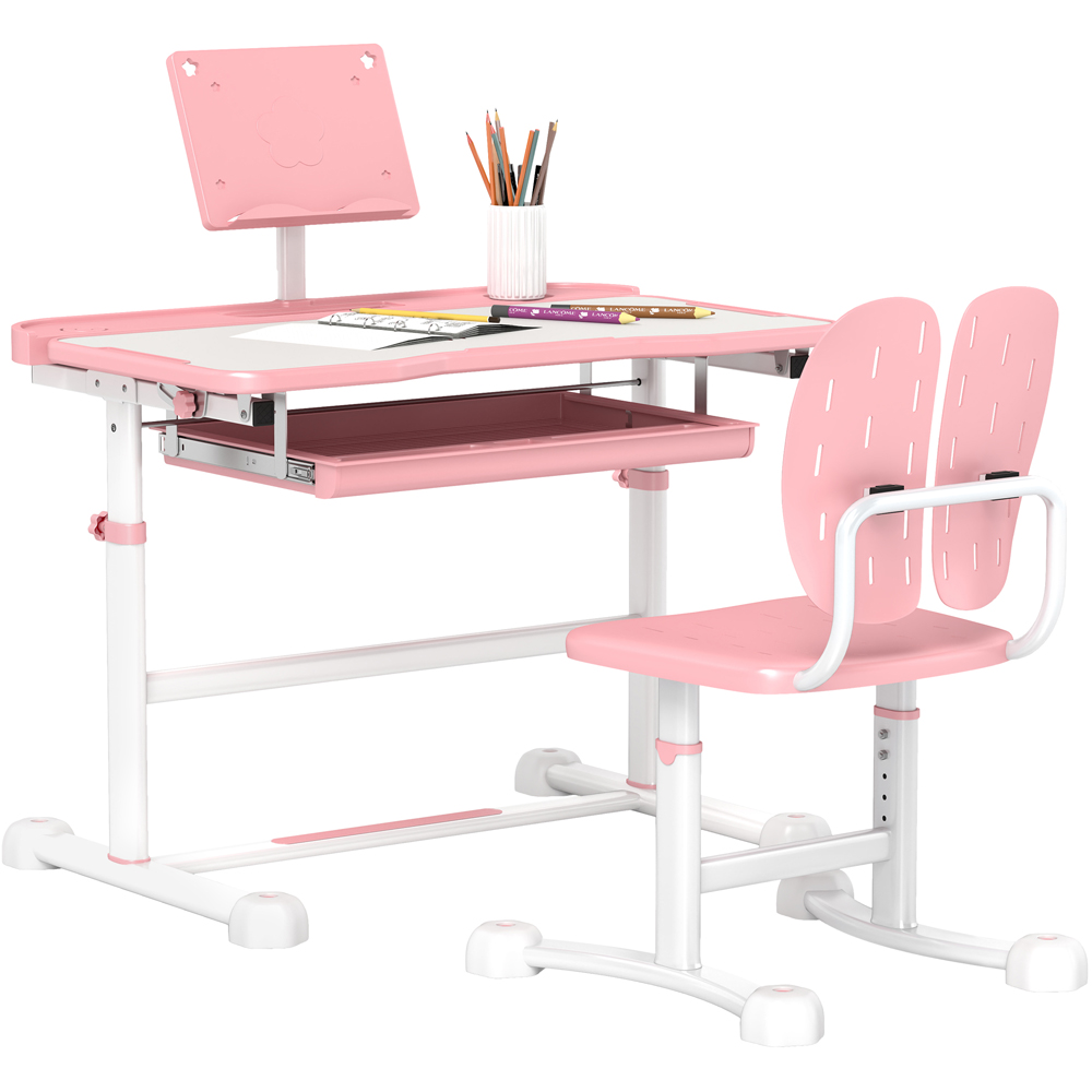 AIYAPLAY Pink Kids Tiltable Desk and Chair Set Image 2
