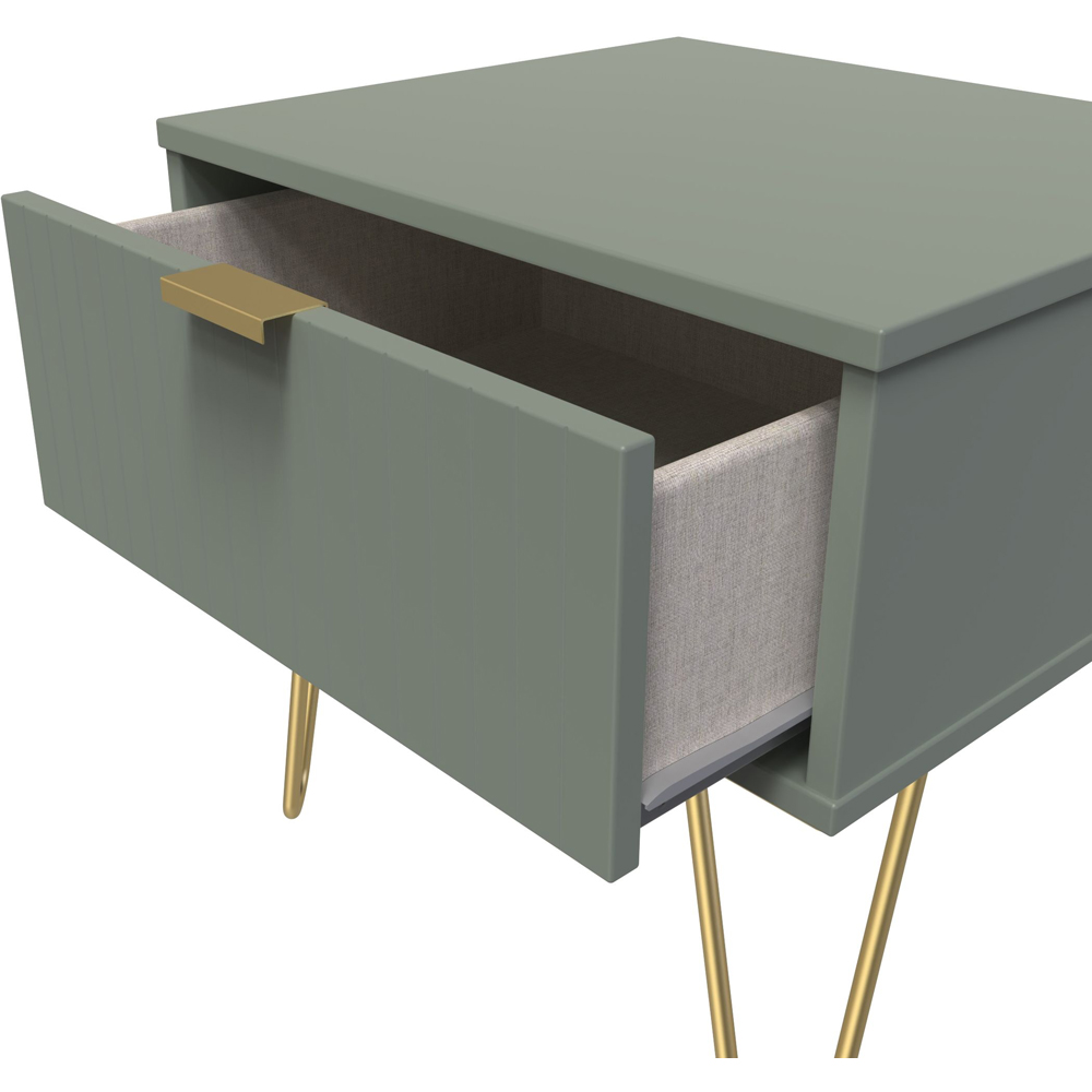 Crowndale Single Drawer Reed Green Bedside Table Ready Assembled Image 6