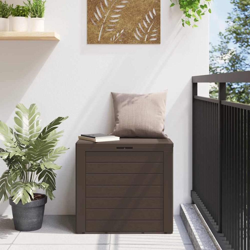 vidaXL 140L Brown Polypropylene Garden Storage Box Image 2