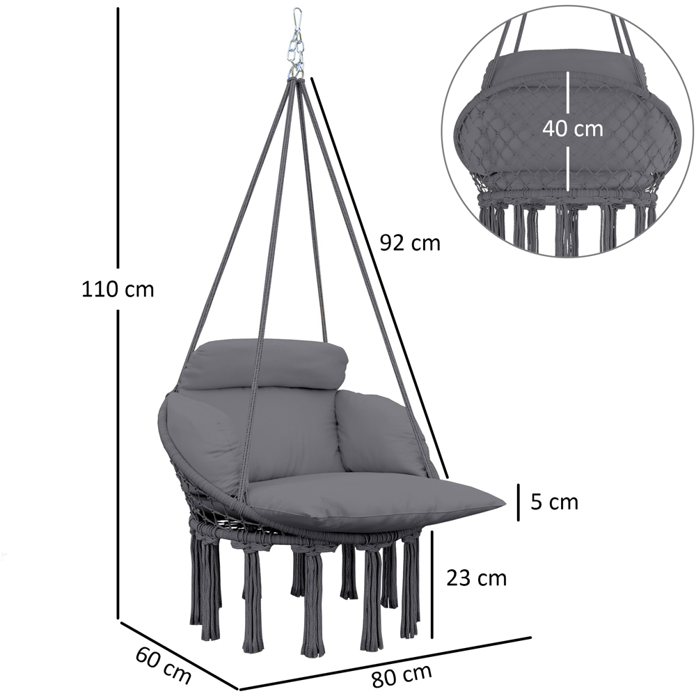 Outsunny Boho Dark Grey Hammock Chair Image 9