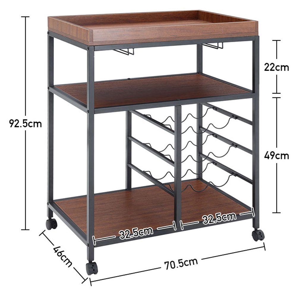 Living and Home 5 Tiers Rolling Serving Bar Cart Image 8
