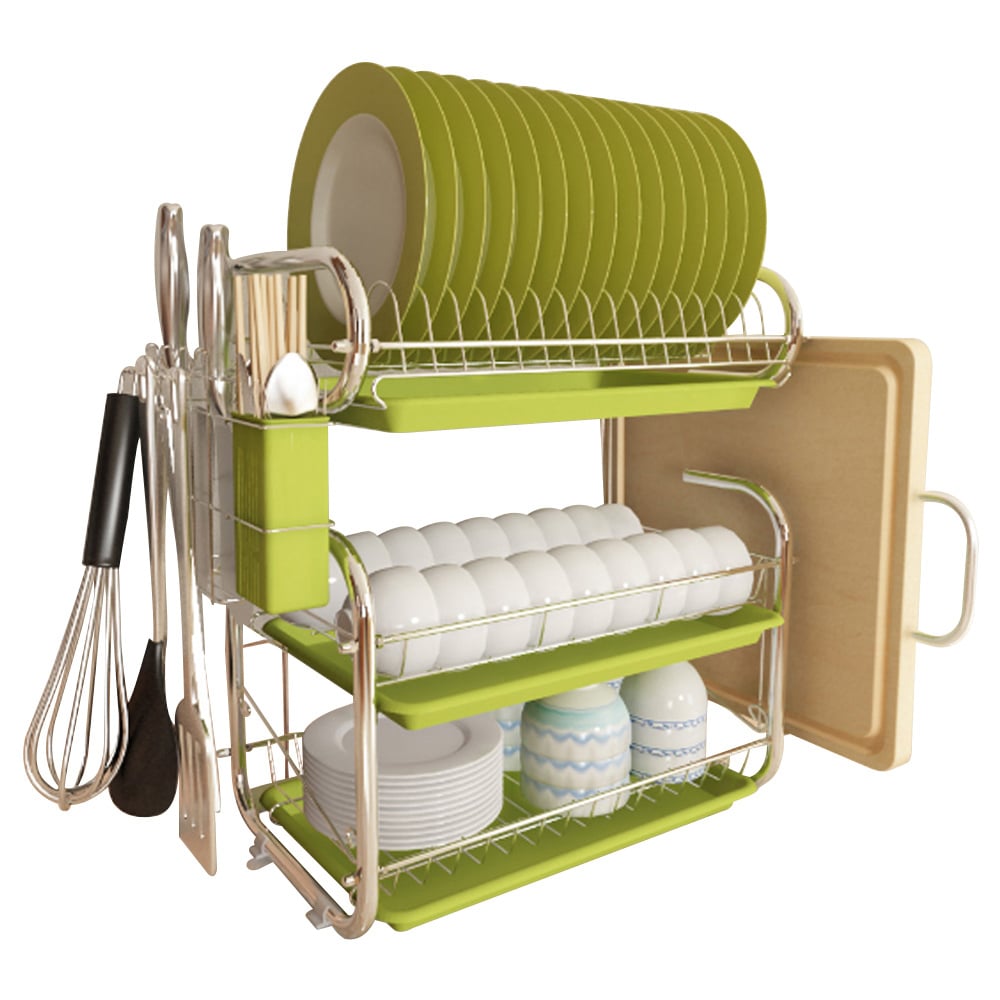 Living And Home WH0698 Green Chrome Dish Rack Multi-Tiered Image 3