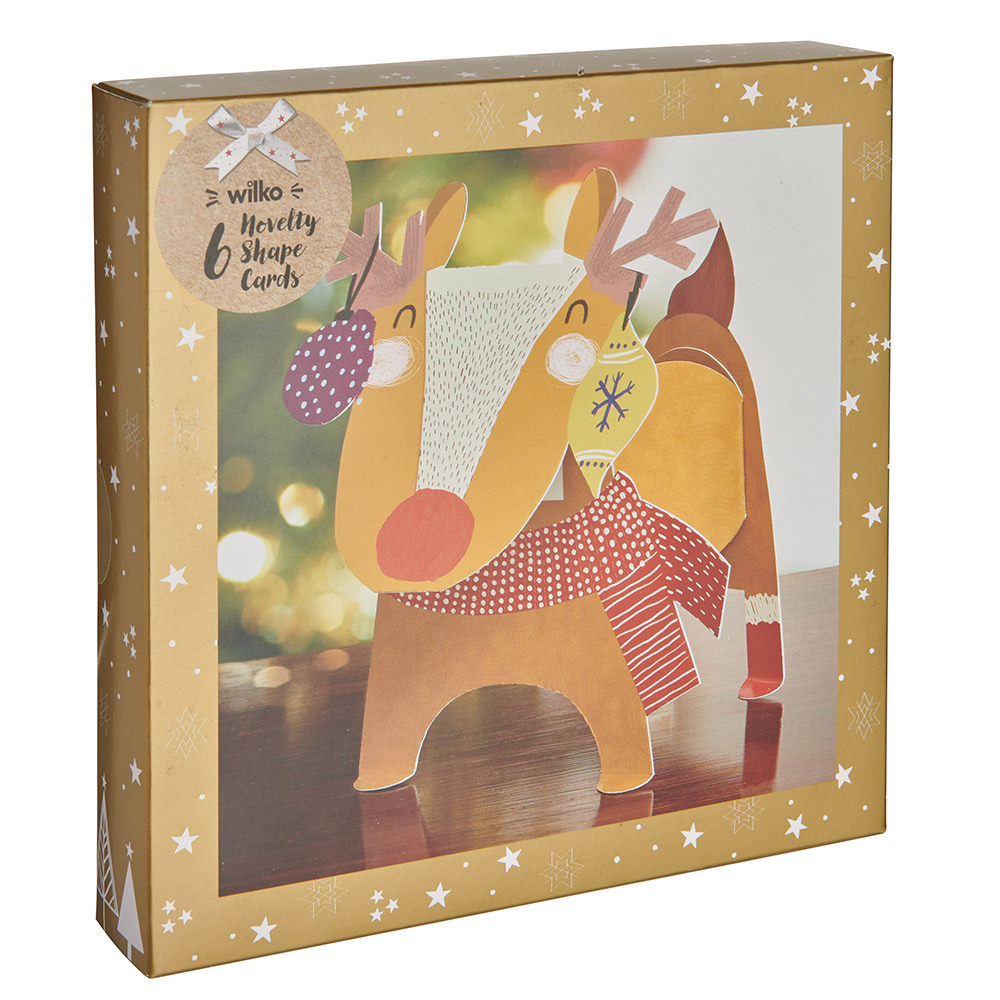 Wilko Novelty Reindeer Cards 6 Pack Image 1