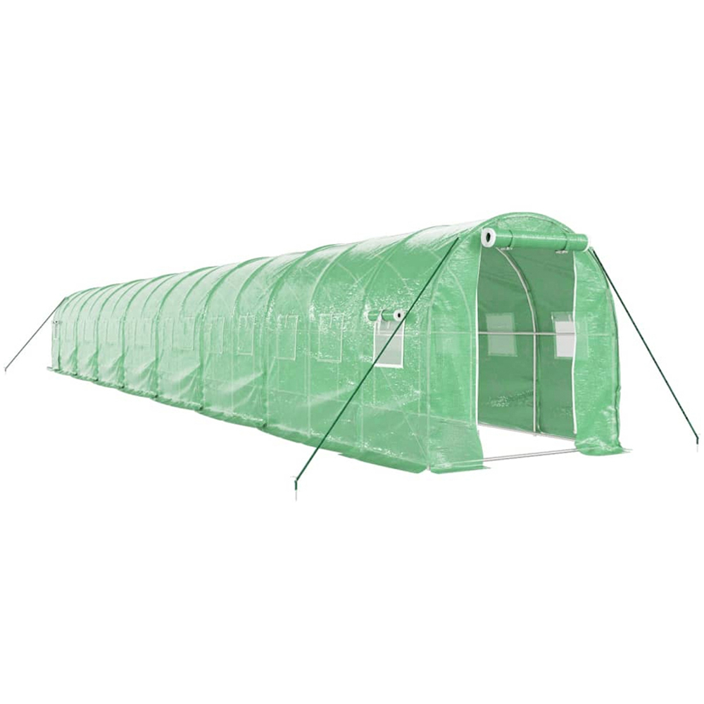 vidaXL Green Polyethylene Galvanised Steel Frame 52.4 x 6.5ft Greenhouse Image 1