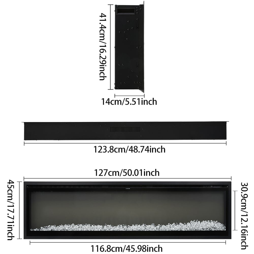Living and Home Black Electric Fireplace 50 inch Image 9