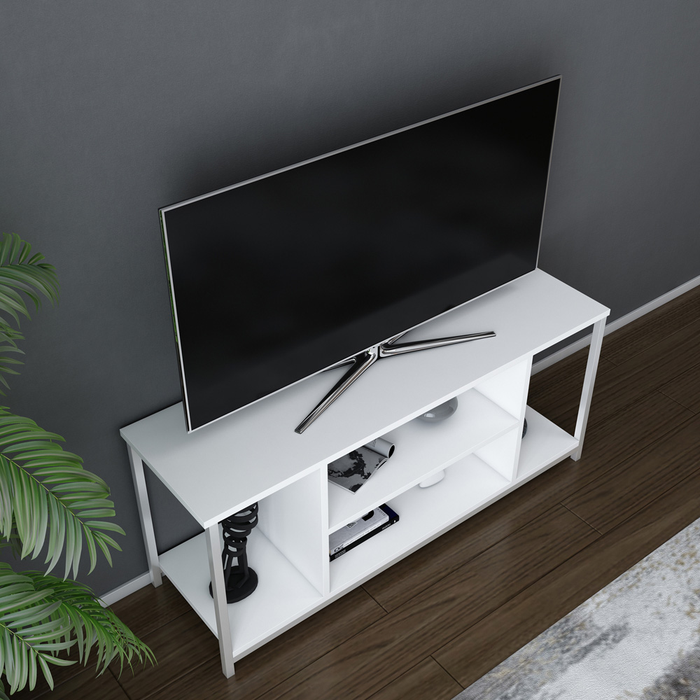 Decorotika Rinaldo 4 Open Shelf White Wide TV Unit Image 3