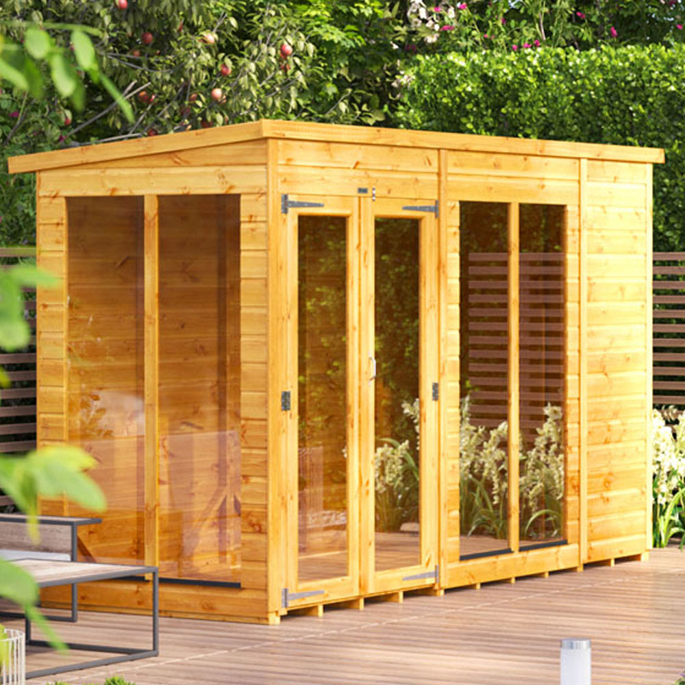 Power Sheds 10 x 4ft Double Door Pent Traditional Summerhouse Image 2