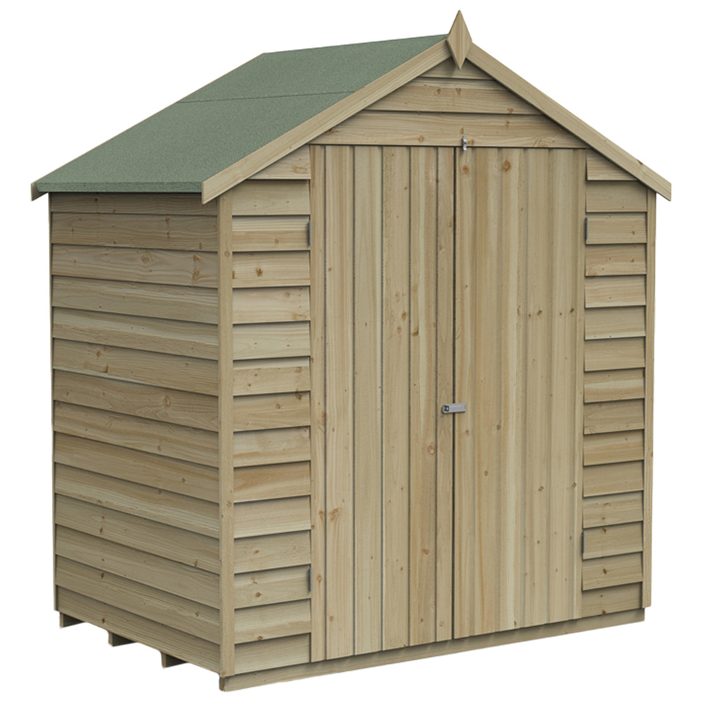 Forest Garden 6 x 4ft Double Door Pressure Treated Overlap Apex Shed Image 1