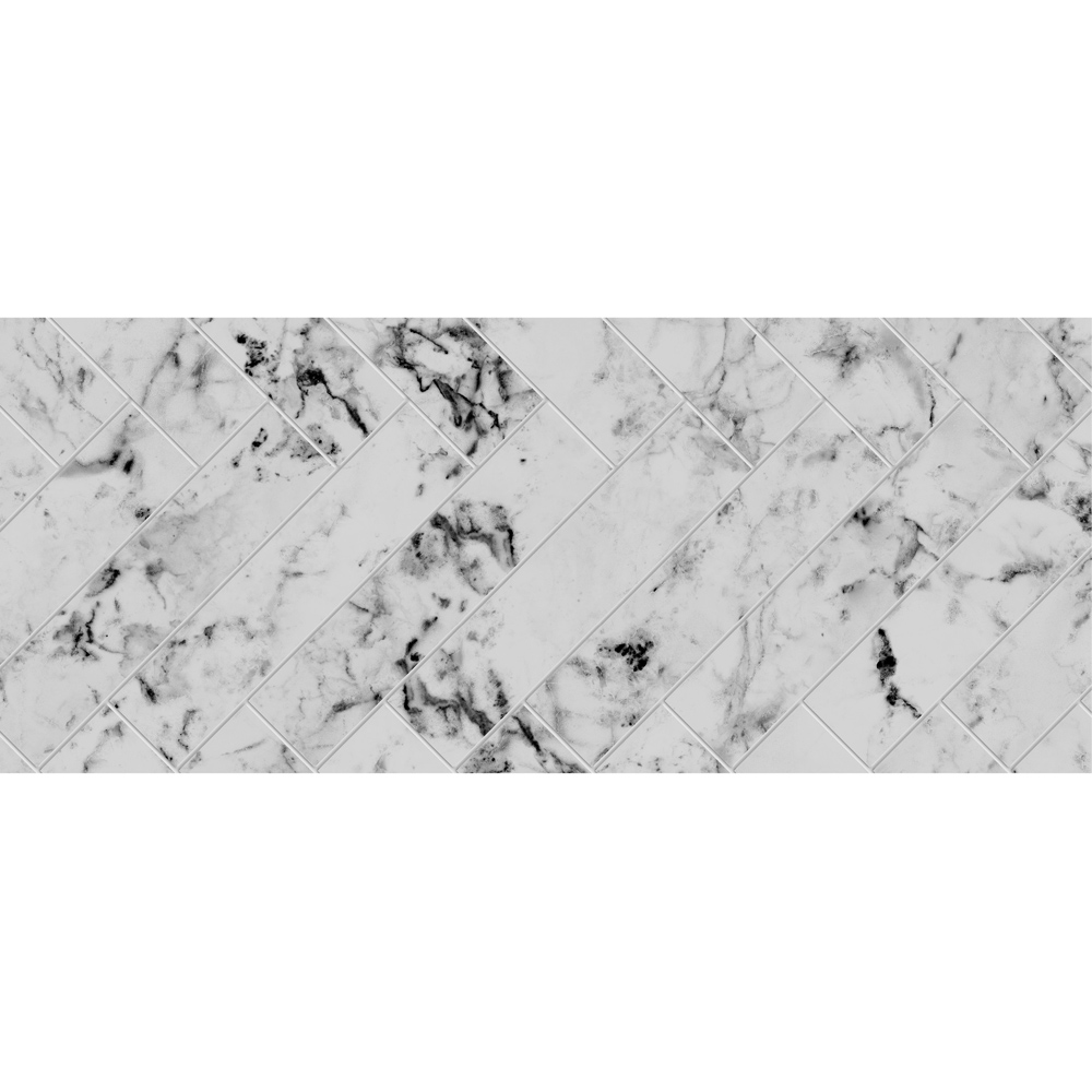 Wetwall Alloy Carrara Marble Herringbone Splashback 600 x 250mm Image 2