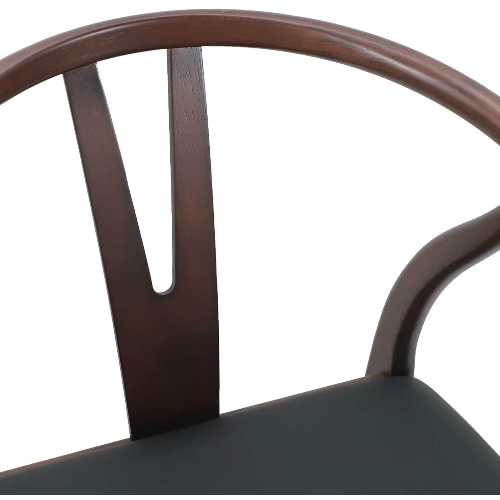 vidaXL Set of 2 Light Brown and Black Rubberwood Curved Vintage Dining Chairs Image 7
