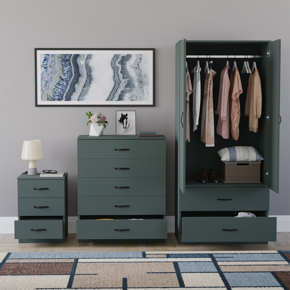 VIDA DESIGNS Riano Green 3 Piece Bedroom Furniture Set Image 3