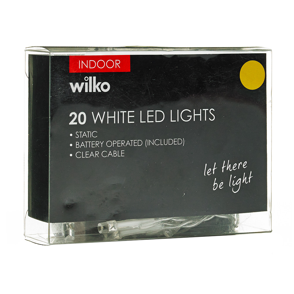 Wilko 20 White Battery Operated String Christmas Lights Image 3