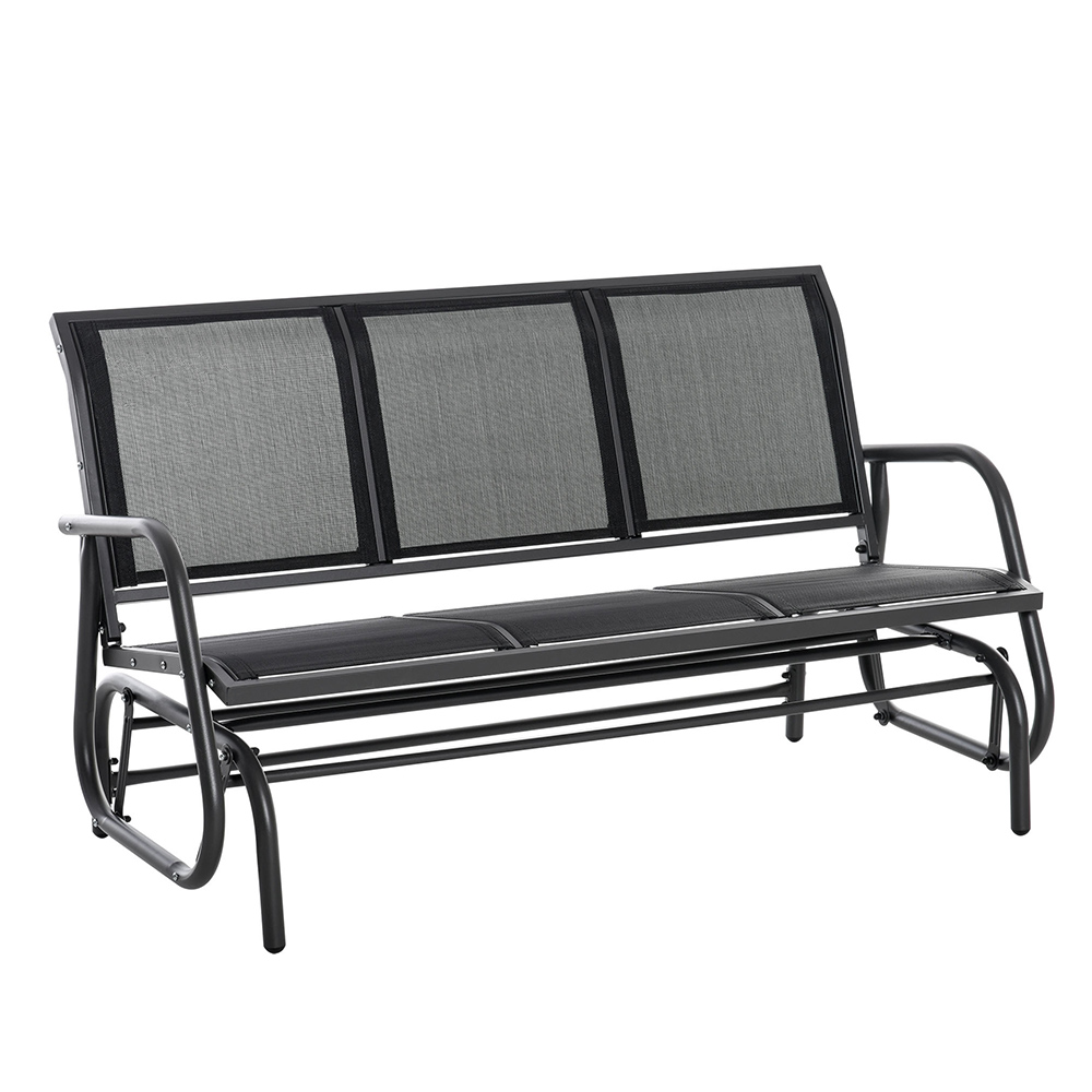 Outsunny Texteline Black Glider Rocking Bench Image 2