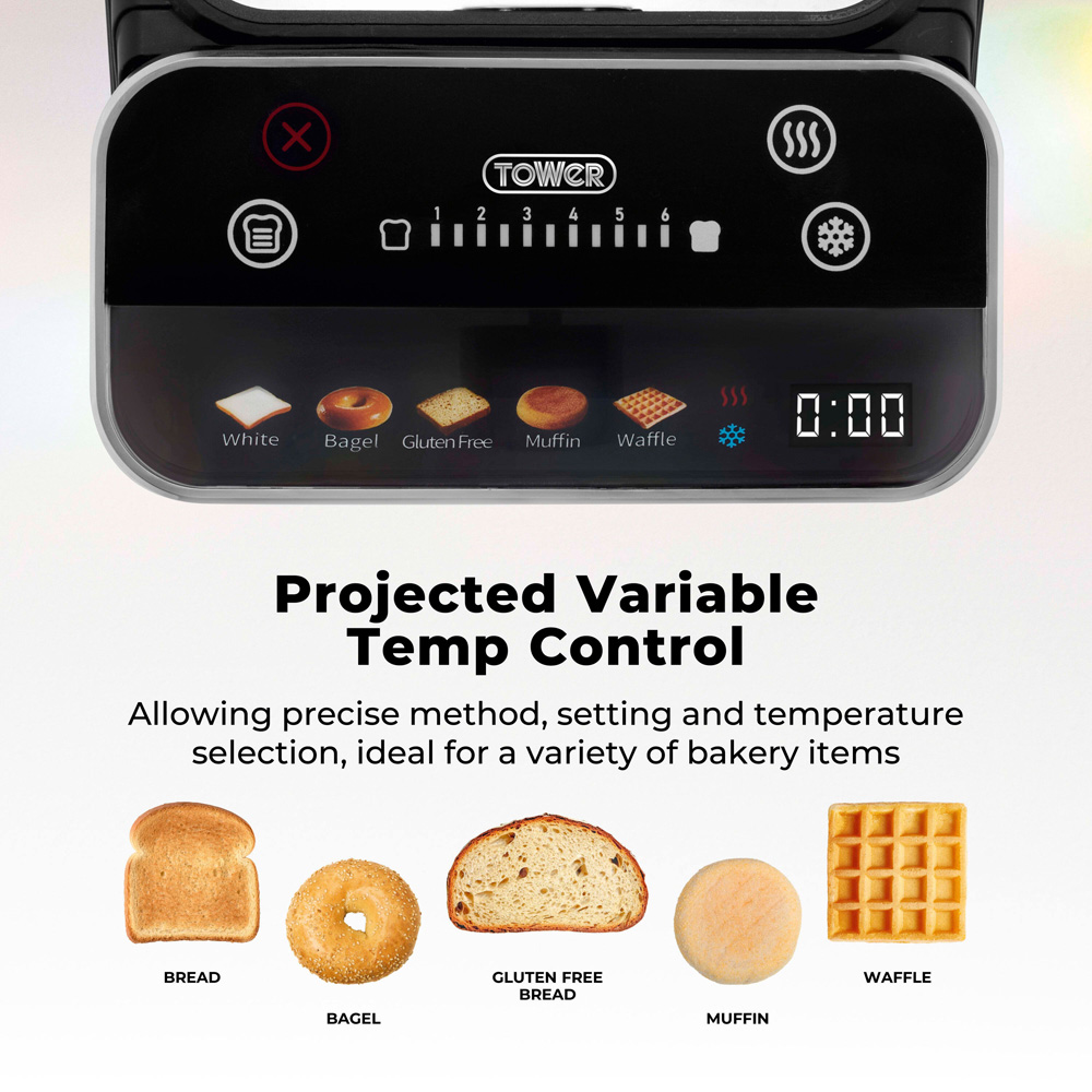 TOWER EEJB333 Mirage Black Variable Kettle 1.7L and 2 Slice Digital Toaster Image 7
