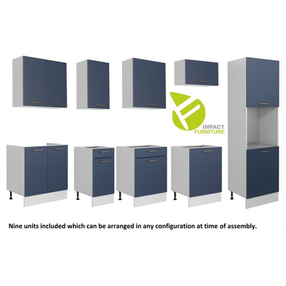 Impact Furniture Nora Midnight Blue Kitchen Cabinet Set of 9 Image 4