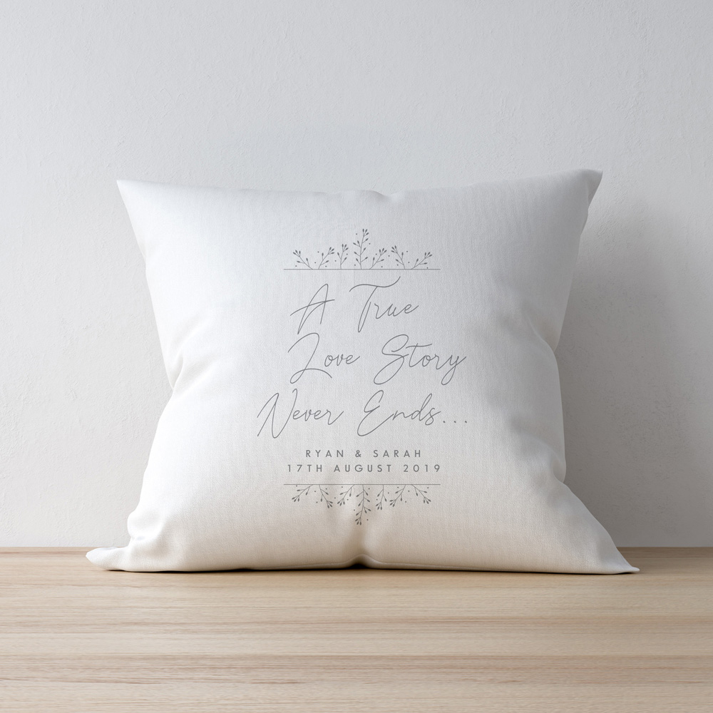 Personalised Memento Personalised True Love Story White Cushion 40 x 40cm Image 2