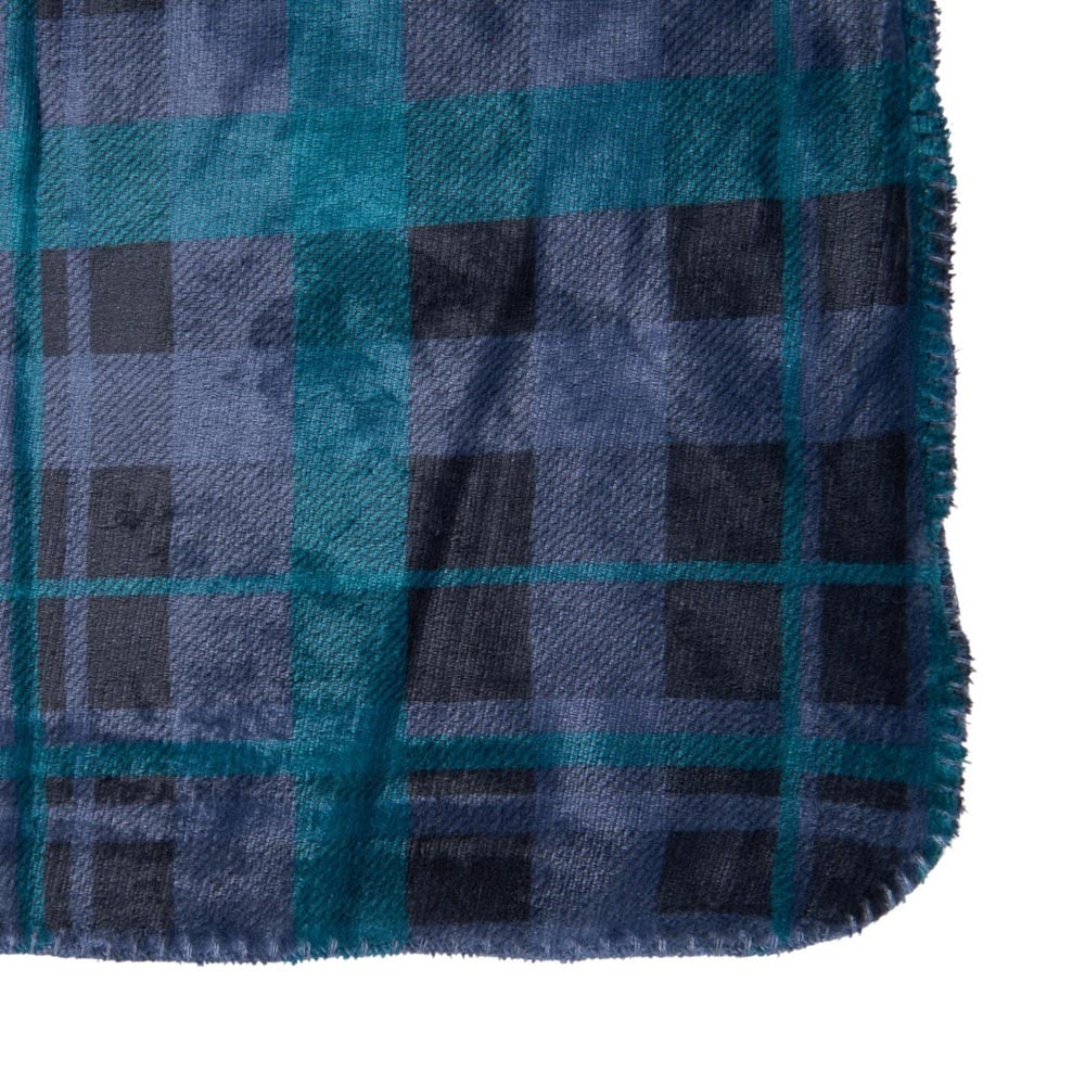 Caeden Check Sherpa Throw - Blue and White Image 4