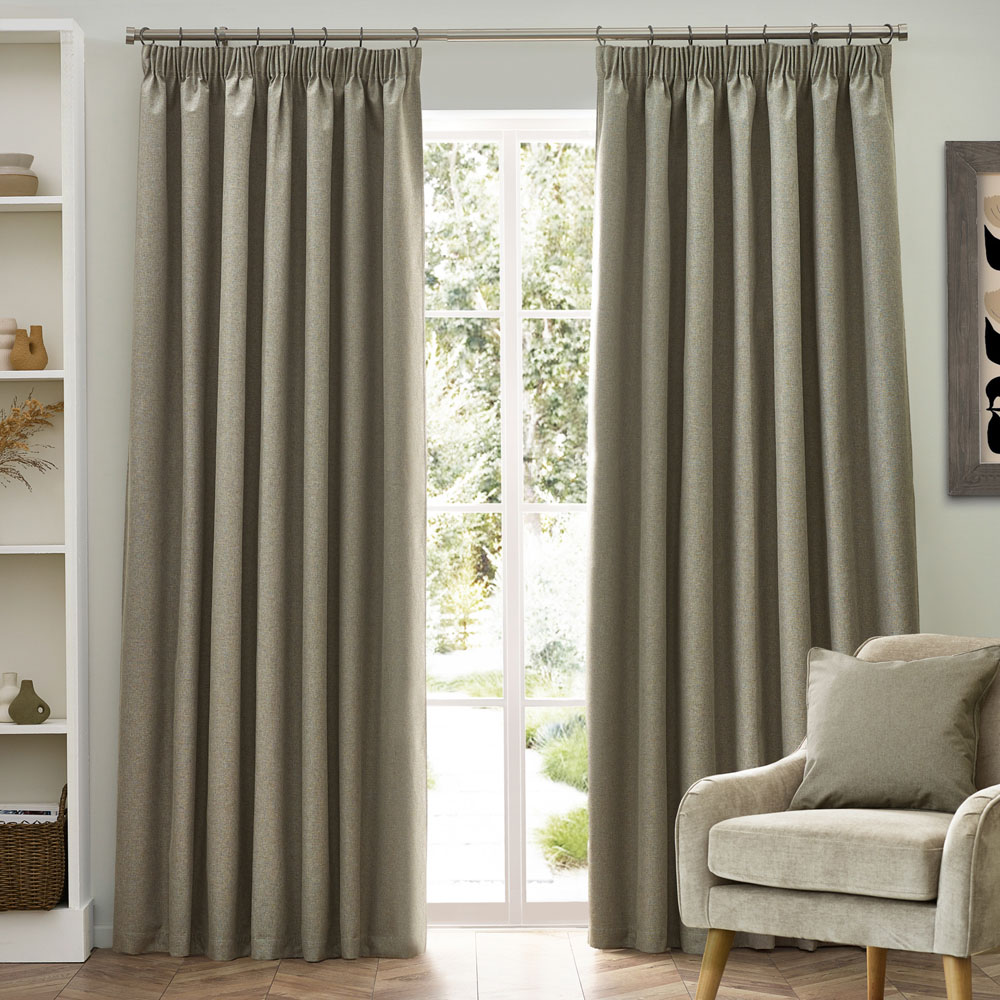 furn. Dawn Natural Blackout Pencil Pleat Curtains 229 x 183cm Image 6