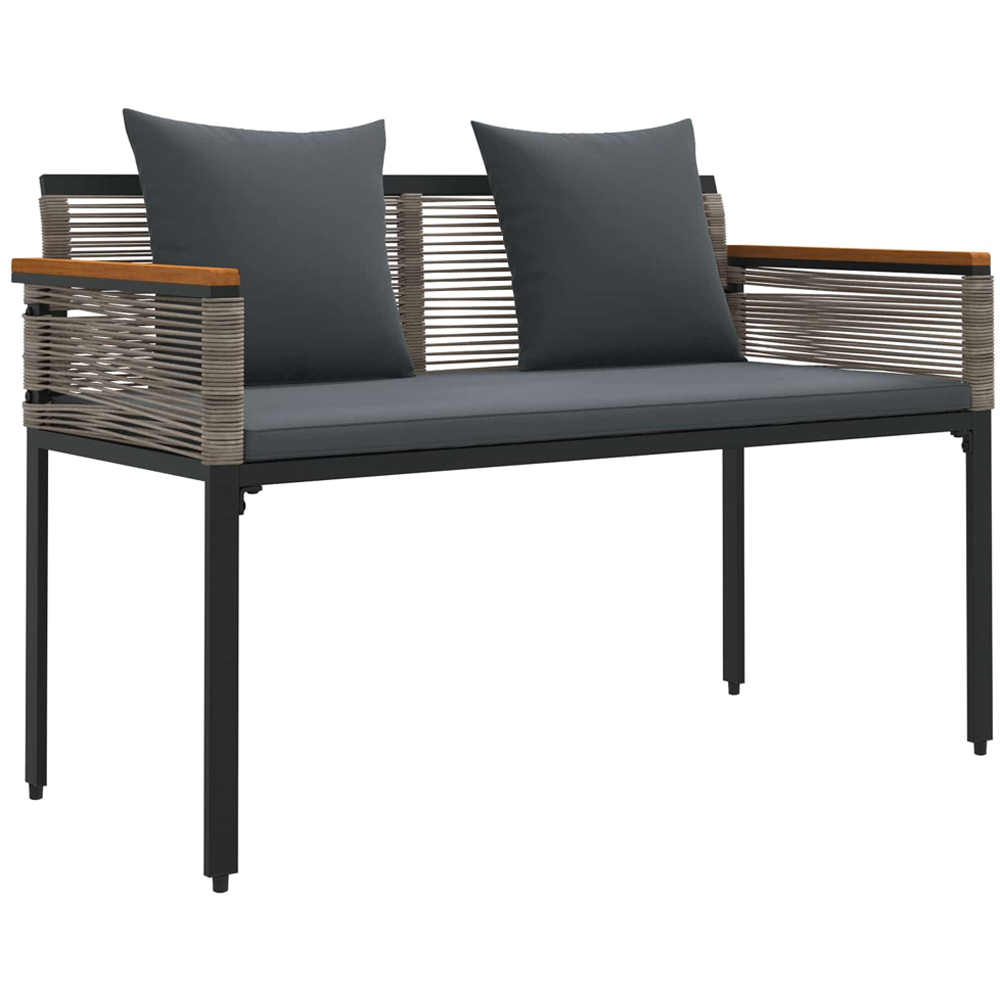 vidaXL Grey Poly Rattan Garden Bench with Cushion 117 x 54 x 74.5cm Image 2