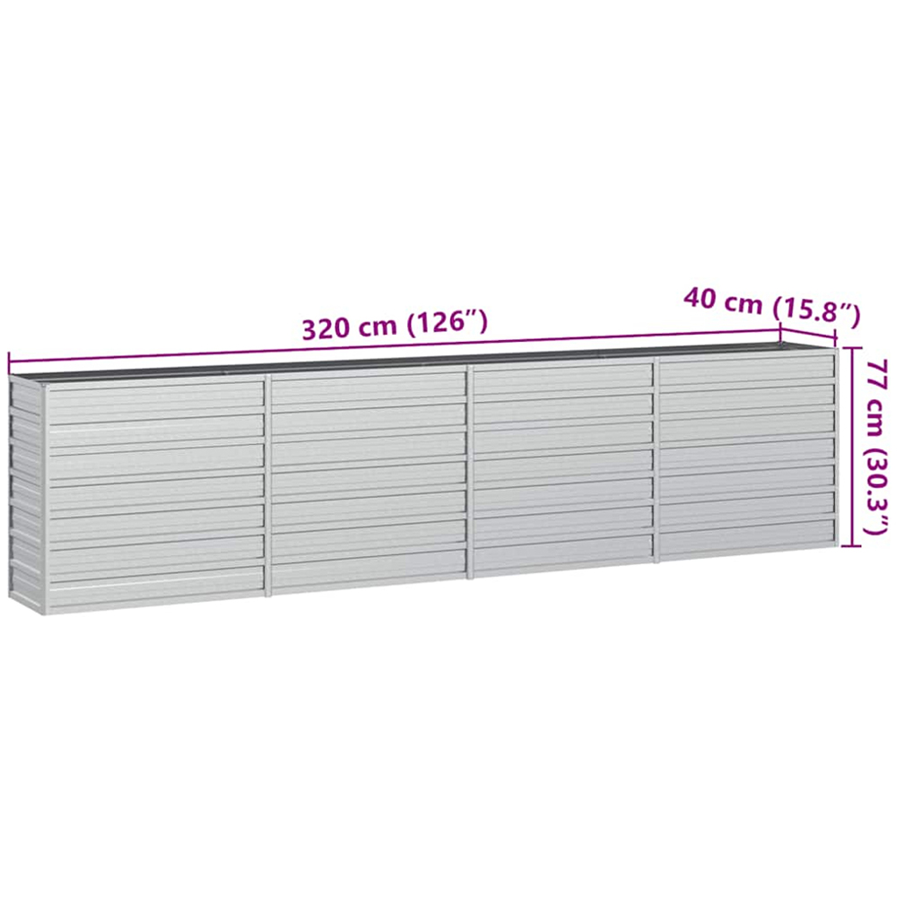 vidaXL Silver Galvanised Steel Raised Garden Bed 77 x 40 x 320cm Image 6