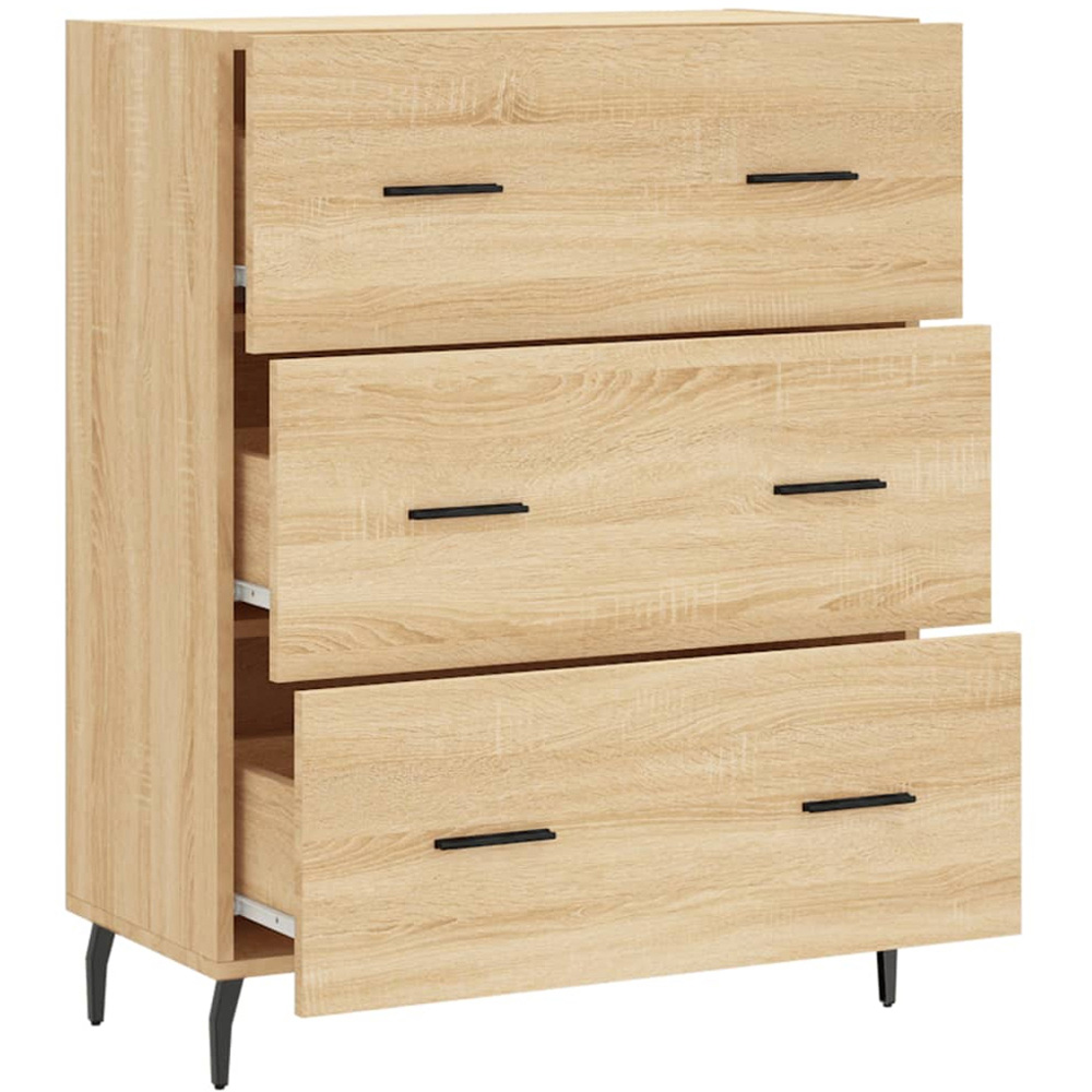 vidaXL 3 Drawer Sonoma Oak Sideboard Image 6