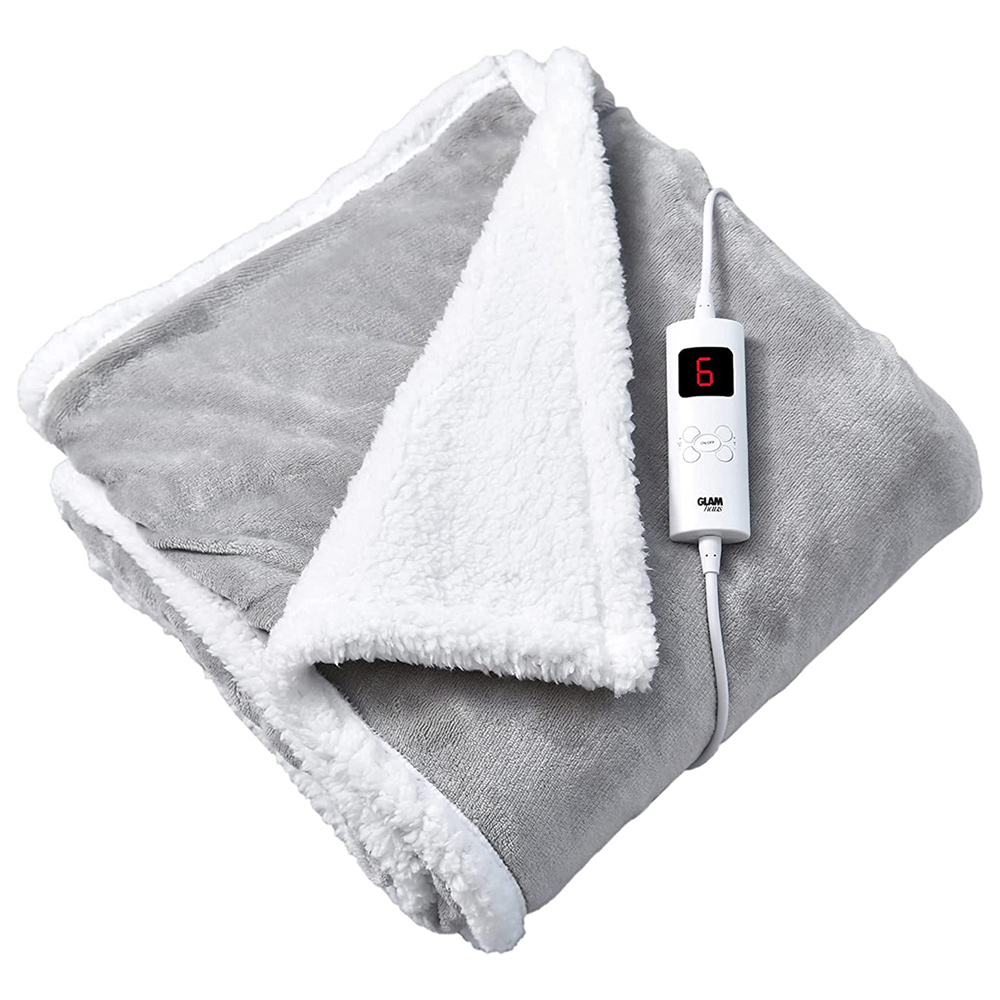 GlamHaus Light Grey Electric Throw Image 4