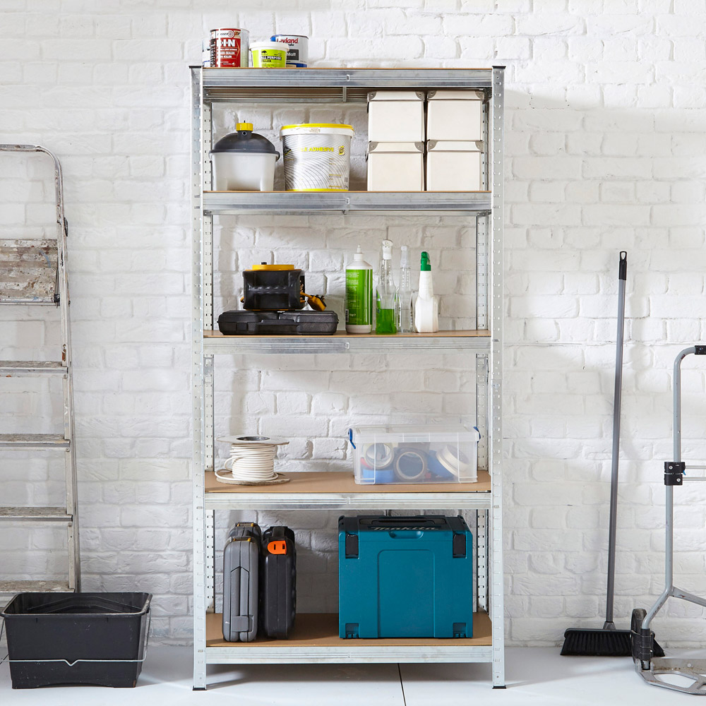 Neo Silver 5 Tier Steel Garage Shelving Image 6