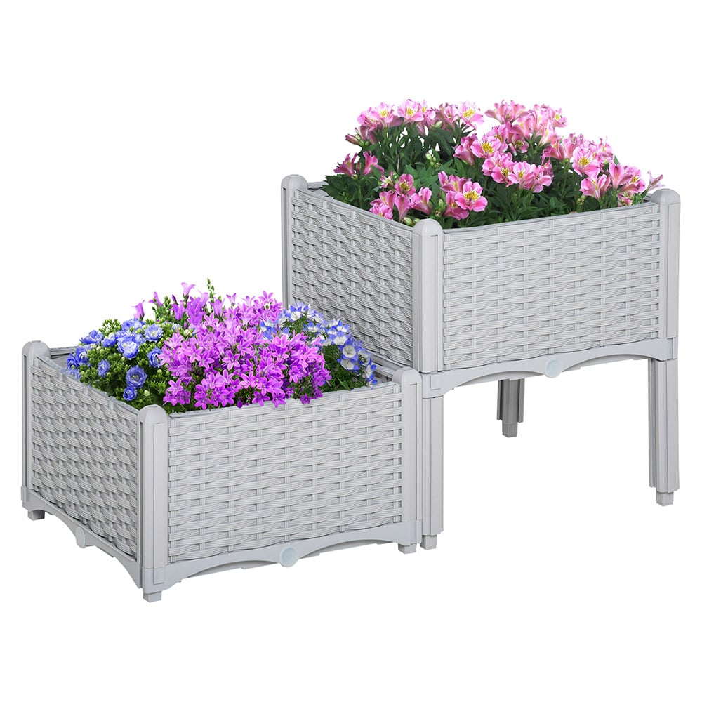 Outsunny Grey Raised Bed Planter Set of 2 Image 1