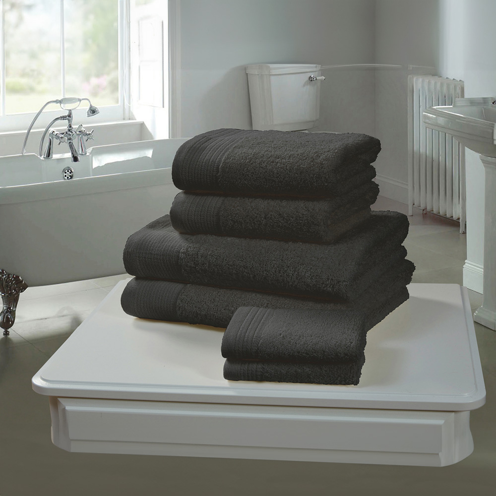 Rapport Home Chatsworth Super Soft 600gsm Combed Cotton Grey Hand Towel Image 2