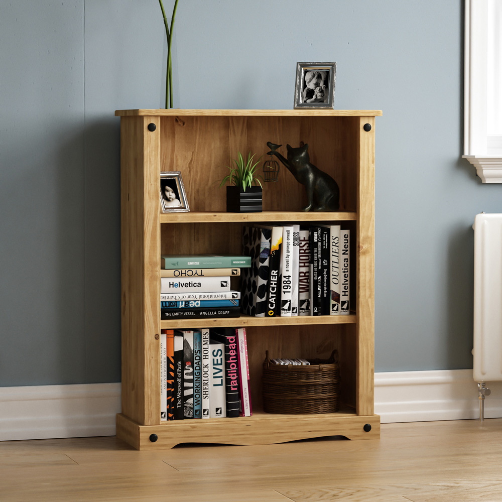 Vida Designs Corona 3 Shelf Brown Low Bookcase  Image 5